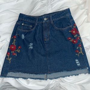 embroidered Jean skirt!